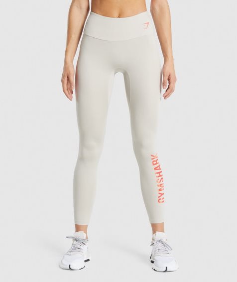 Women's Gymshark Training Graphic Leggings Cream | NZ 6XGYMO